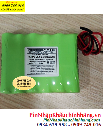 Pin sạc 7.2v-AA2500mAh, Pin sạc NiMh 7.2v-AA2500mAh, Pin sạc công nghiệp GREPOW 7.2v-AA2500mAh chính hãng